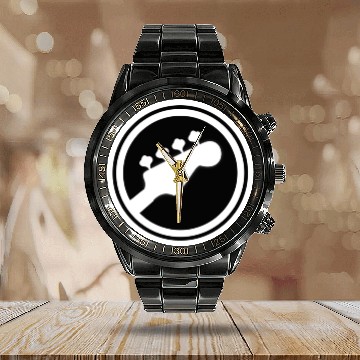 Discover Bass Guitar Logo Calendar Steel Band Watch