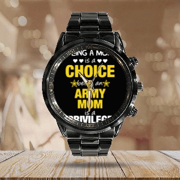 Discover Proud Army Mom Calendar Steel Band Watch
