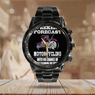 Discover Weekend Forecast Motorcycling Motorcycle Calendar Steel Band Watch
