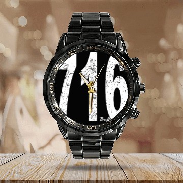 Discover Vintage Buffalo Area Code 716 Calendar Steel Band Watch