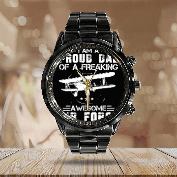 Discover Air Force Dad Calendar Steel Band Watch