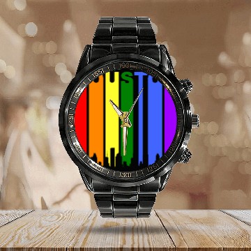 Discover Houston Texas Rainbow Skyline LGBT Gay Pride Calendar Steel Band Watch