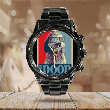 Discover Goldendoodle The Dood Calendar Steel Band Watch