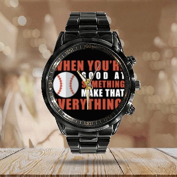Discover Baseball Is Life Calendar Steel Band Watch