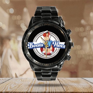 Discover BOATS 'N HOES STEP BROTHERS SEXY LOGO Calendar Steel Band Watch