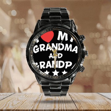 Discover I Heart My Grandma And Grandpa Calendar Steel Band Watch