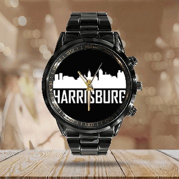 Discover Harrisburg Pennsylvania City Skyline Calendar Steel Band Watch