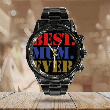 Discover Best Mum Ever US. Army 3c Calendar Steel Band Watch