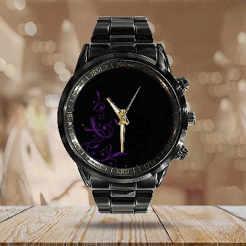Discover Clef with music nout and flowers Calendar Steel Band Watch