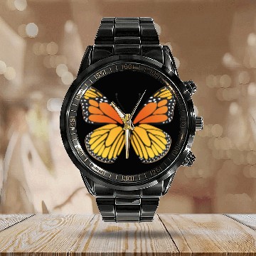 Discover Monarch butterfly Calendar Steel Band Watch