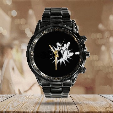 Discover Bowling Calendar Steel Band Watch