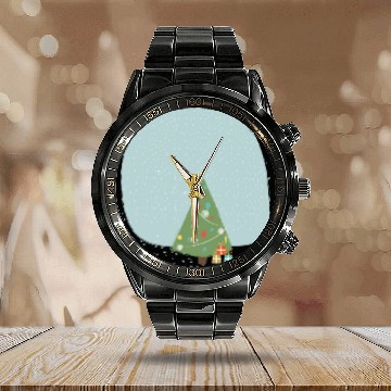 Discover Snowflakes christmas tree Calendar Steel Band Watch