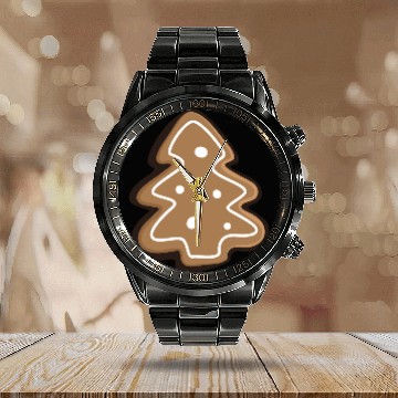 Discover Gingerbread cookie Calendar Steel Band Watch