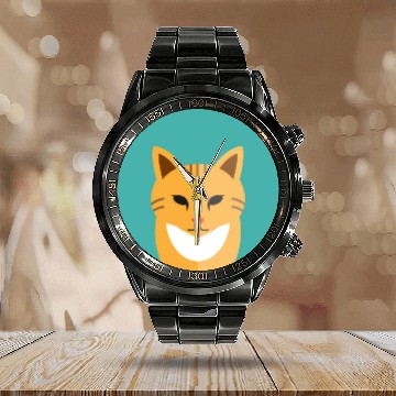 Discover brown cat Calendar Steel Band Watch