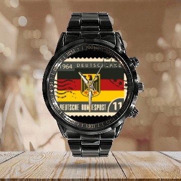 Discover germany post stamp Calendar Steel Band Watch