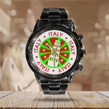 Discover italy sticker Calendar Steel Band Watch