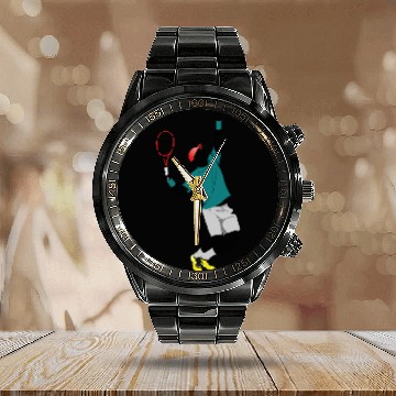 Discover tennis player Calendar Steel Band Watch