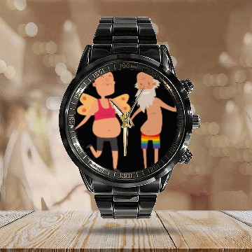Discover Gay pride couple Calendar Steel Band Watch