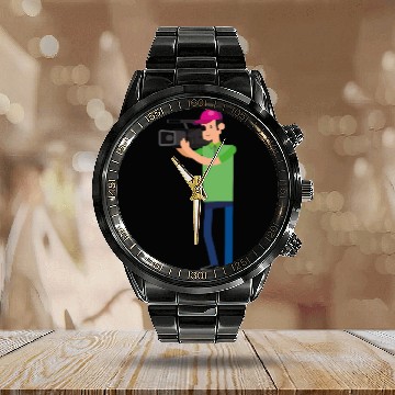 Discover Movie camera Calendar Steel Band Watch