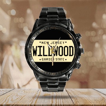 Discover Wildwood New Jersey License Plate Calendar Steel Band Watch