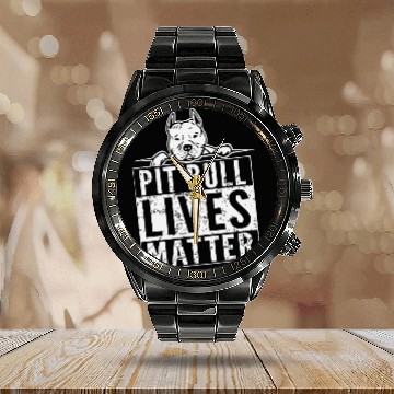 Discover Pitbull - Pit Bull Lives Matter Calendar Steel Band Watch