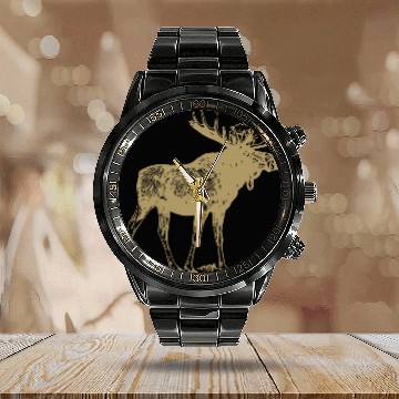 Discover Animals Moose Calendar Steel Band Watch