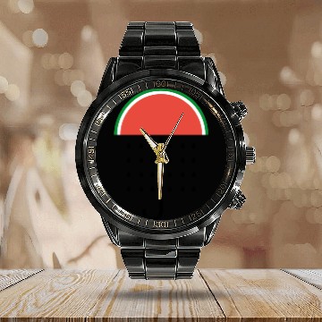 Discover Watermelon summery fresh and healthy Calendar Steel Band Watch