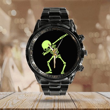 Discover Dabbing Skeleton Dab Hip Hop Skull Dab Glow Effect Calendar Steel Band Watch
