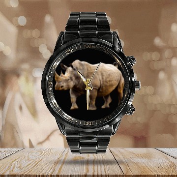 Discover rhinoceros hippo nashorn1 Calendar Steel Band Watch