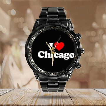 Discover I Love Heart CHICAGO Funny Calendar Steel Band Watch Premium
