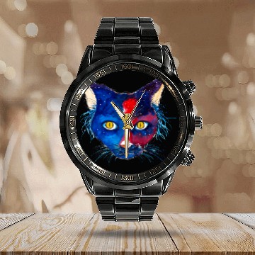 Discover Galaxy Cat Calendar Steel Band Watch