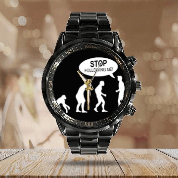 Discover Banksy Funny Human Evolution Indie Calendar Steel Band Watch