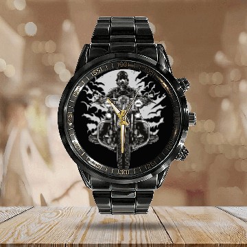 Discover Wild Biker Calendar Steel Band Watch