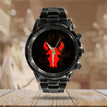 Discover 34th ID Red Bulls Black Calendar Steel Band Watch