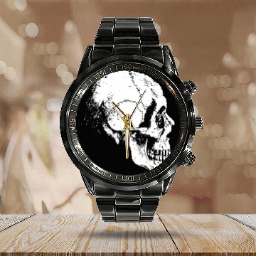 Discover Skeleton Head Calendar Steel Band Watch