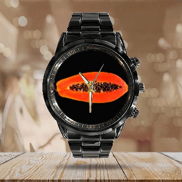 Discover papaya obst veggie gemuese fruits1 Calendar Steel Band Watch