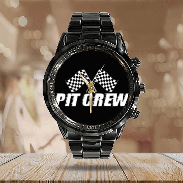 Discover Pit Crew Racing Team Sports Racers Track Pit Stops Calendar Steel Band Watch