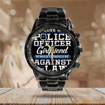 Discover Love Police Girlfriend Law Enforcement Apparel Calendar Steel Band Watch