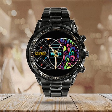 Discover Science Wonder Art Overlapping Circles Gift Calendar Steel Band Watch