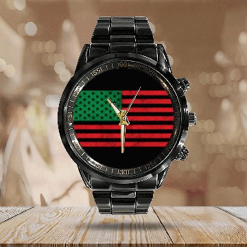 Discover African American Flag Calendar Steel Band Watch