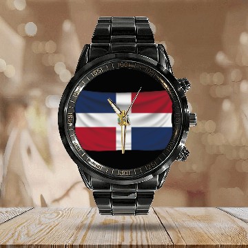 Discover flag dominican republic Calendar Steel Band Watch