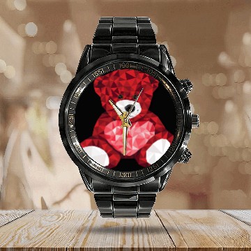 Discover Red Velvet Valentine's Day Bear Calendar Steel Band Watch