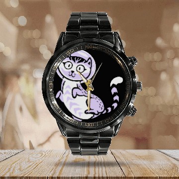 Discover Space cat Calendar Steel Band Watch