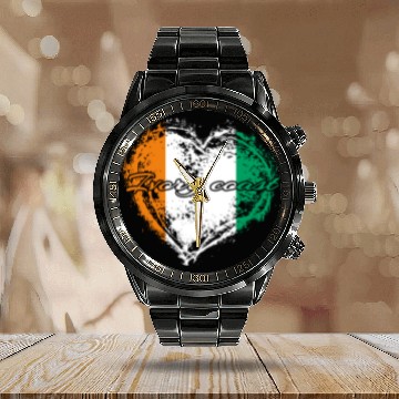 Discover HOME ROOTS COUNTRY GIFT LOVE Ivory coast Calendar Steel Band Watch