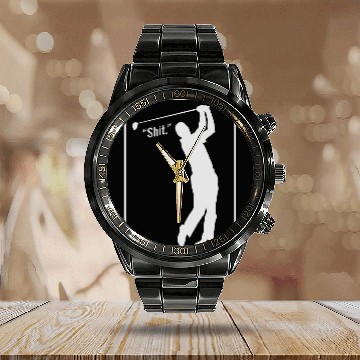 Discover Golf Shot "Shit." Calendar Steel Band Watch