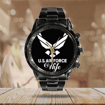 Discover Proud U.S. Air Force Wife Calendar Steel Band Watch