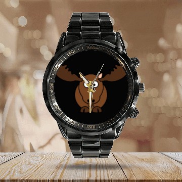 Discover Elk Deer Moose Head Hunter Comic Gift Present Calendar Steel Band Watch