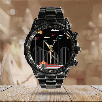 Discover roller coaster Calendar Steel Band Watch