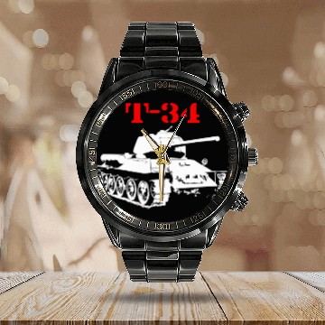 Discover T 34 Soviet Russin World War II Tank Calendar Steel Band Watch