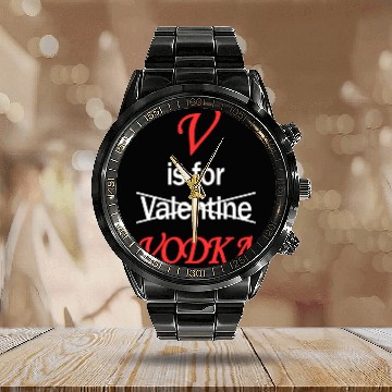 Discover V Is For Vodka Calendar Steel Band Watch